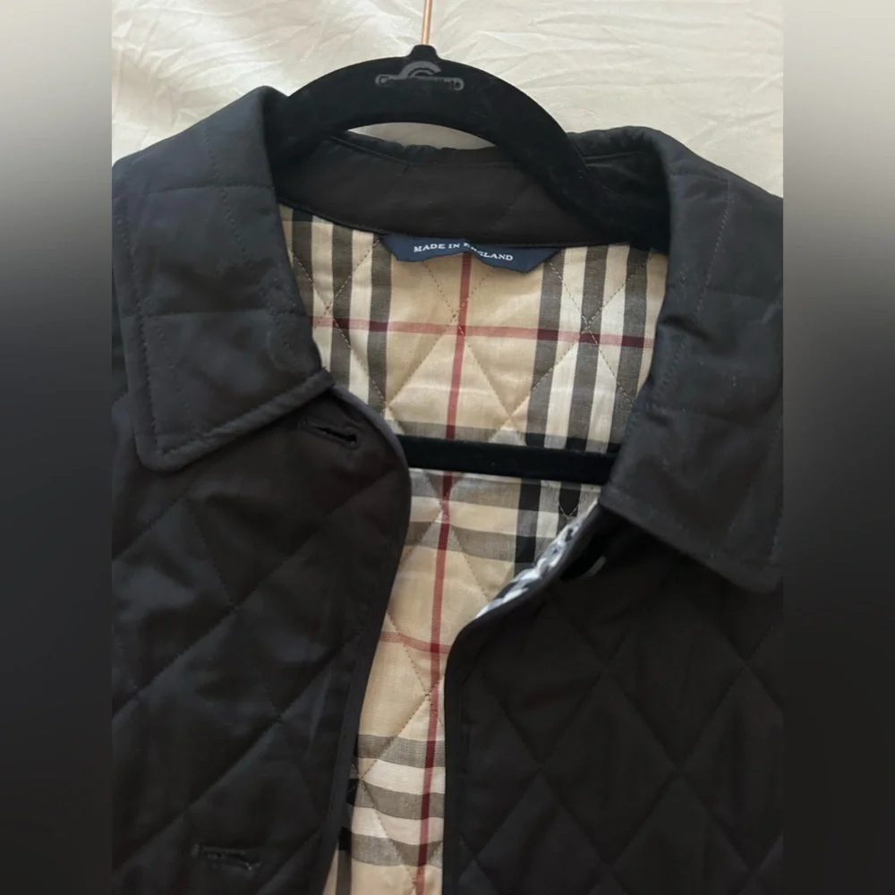 Black Quilted Coat with Plaid Lining - Picture 3 of 3